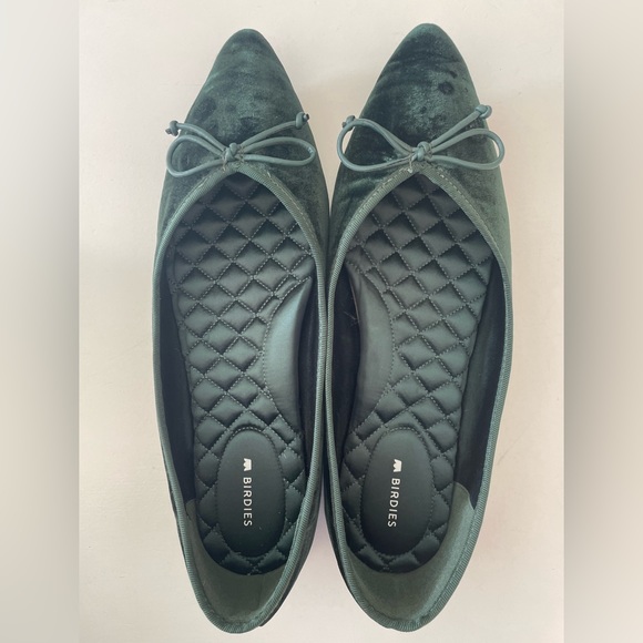 Birdies Shoes - Birdies Green Velvet Goldfinch Flats